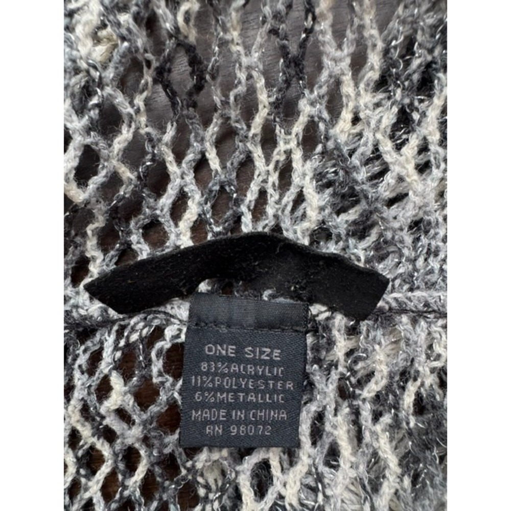 Steve Madden Metallic Open Knit Infinity Scarf Black Gray One Size - Picture 5 of 8